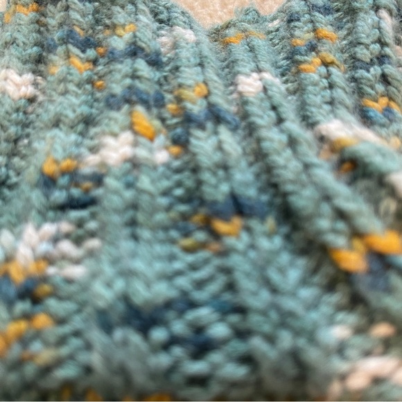 Vintage Handmade Green Yellow White Marled Pullover Turtleneck Sweater - Picture 4 of 6